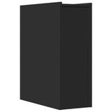 Narrow Bathroom Cupboard with Wheels Black Engineered Wood