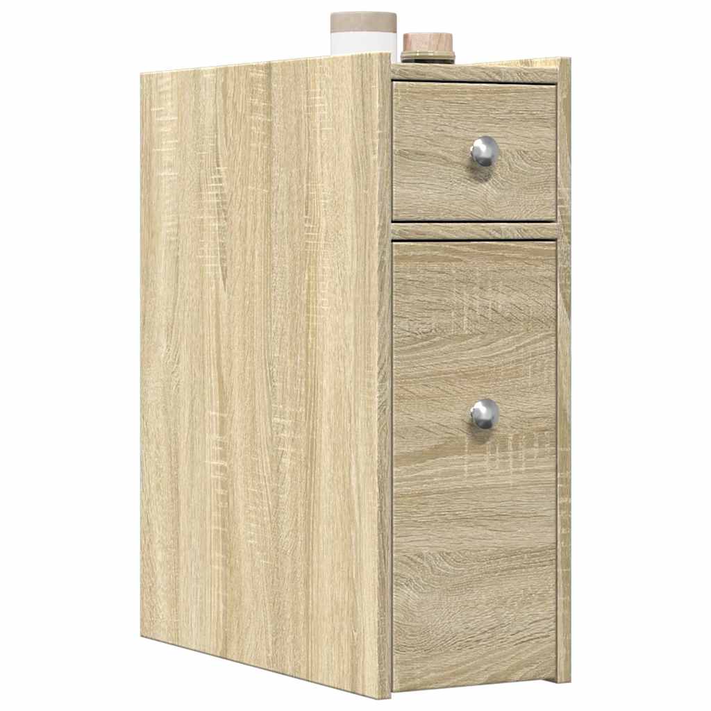 Narrow Bathroom Cupboard With Wheels Engineered Wood