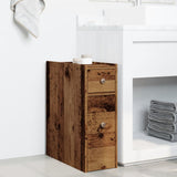 Narrow Bathroom Cupboard with Wheels Old Wood Engineered Wood
