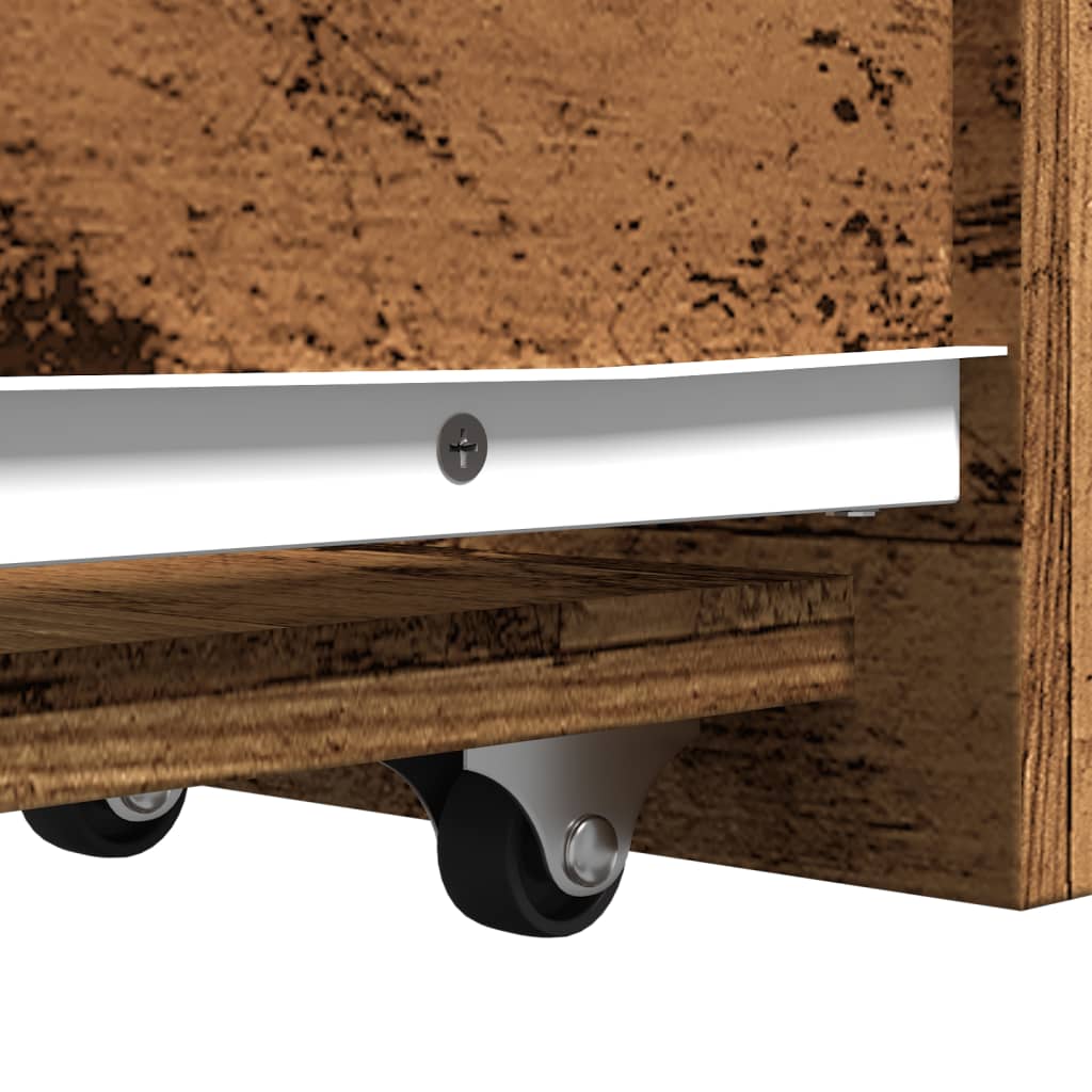 Narrow Bathroom Cupboard with Wheels Old Wood Engineered Wood