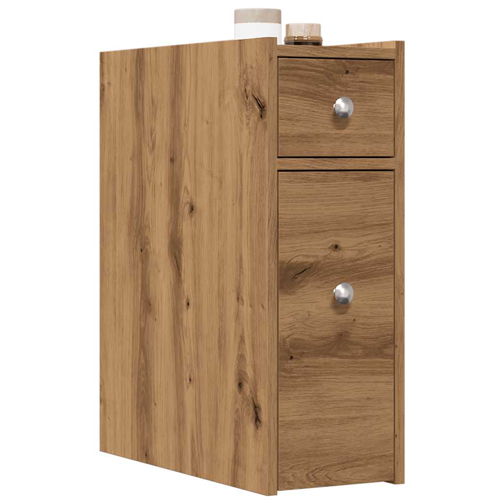 Narrow Bathroom Cupboard With Wheels Engineered Wood
