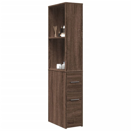Narrow Bathroom Cupboard With Wheels Engineered Wood