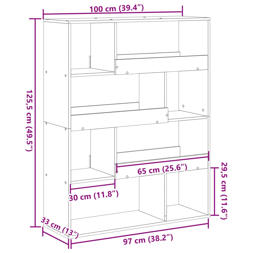 Bookcase 100X33X Engineered Wood