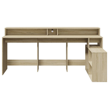Desk With Led Lights 200X104X91 Cm Engineered Wood