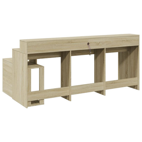 Desk With Led Lights 200X104X91 Cm Engineered Wood