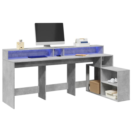 Desk With Led Lights 200X104X91 Cm Engineered Wood