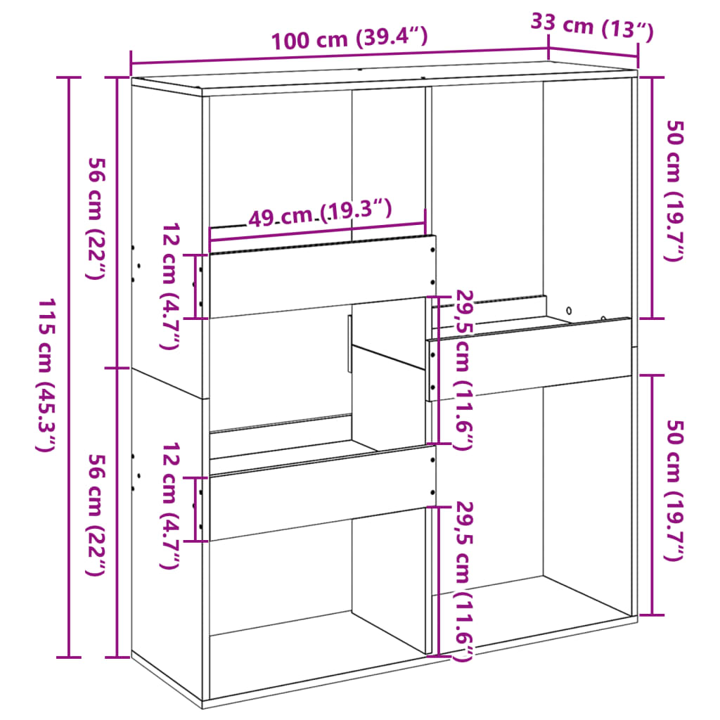 Room Divider 100X33X Engineered Wood