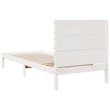 Extra Long Bed Frame without Mattress White 100x220 cm Solid Wood