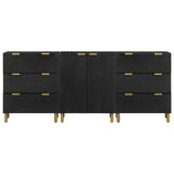 3 Piece Sideboards Black Engineered Wood