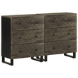 Sideboards 2 Pcs Black 60X33X75 Cm Solid Wood Mango