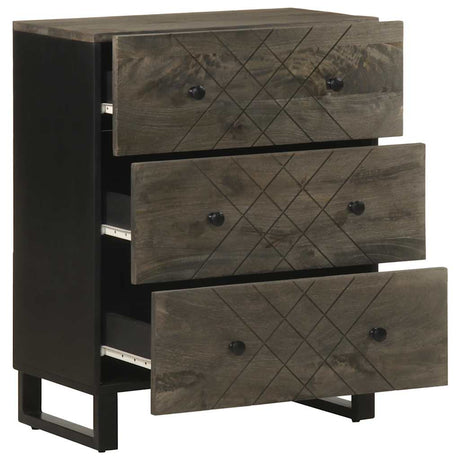 Sideboards 2 Pcs Black 60X33X75 Cm Solid Wood Mango