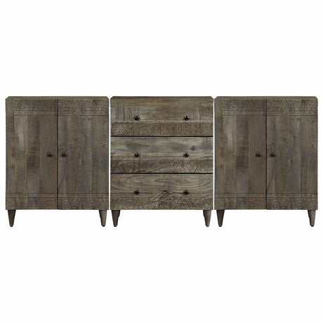3 Piece Sideboards Light Grey 60X33.5X75 Cm Solid Wood Mango