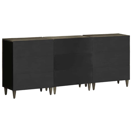 3 Piece Sideboards Light Grey 60X33.5X75 Cm Solid Wood Mango