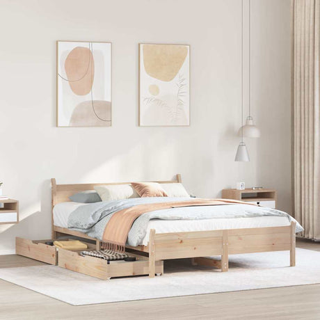 Bed Frame Without Mattress Solid Wood Pine