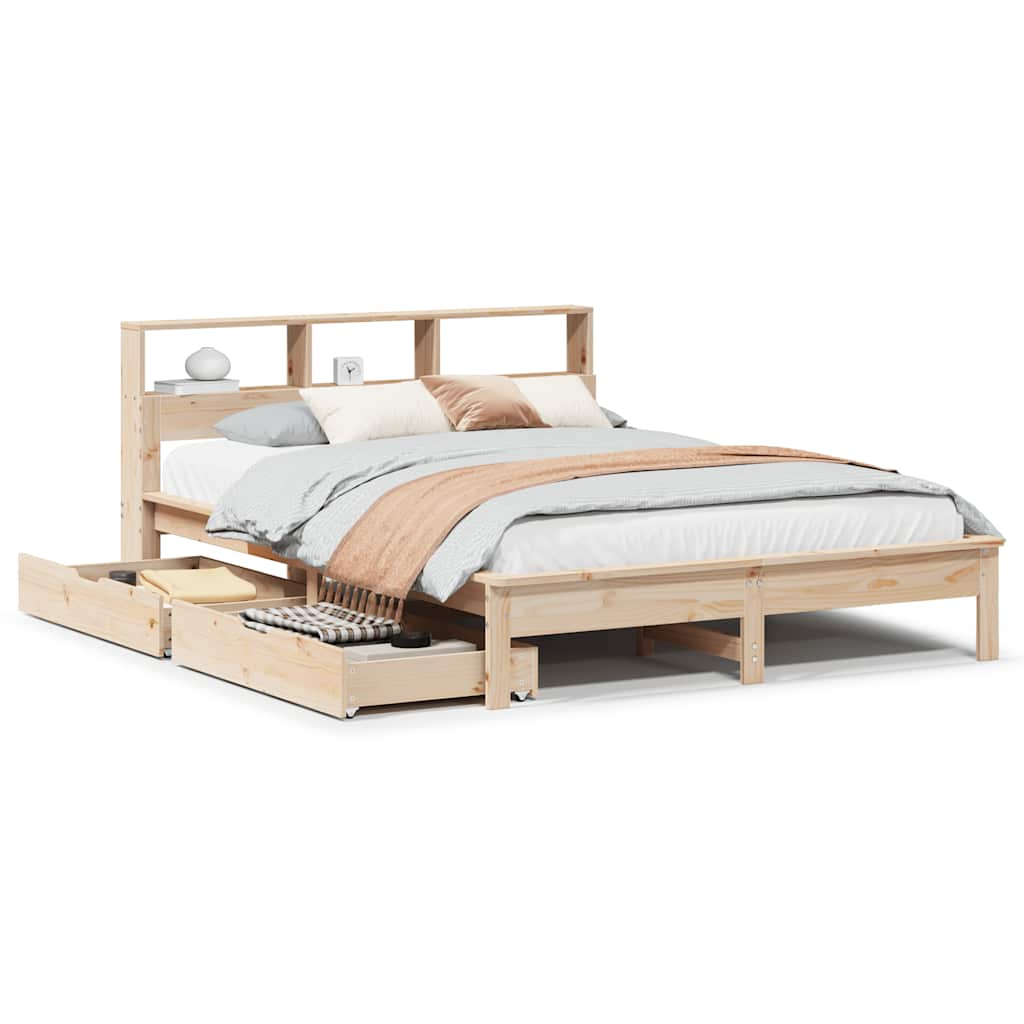 Bookcase Bed without Mattress 160x200 cm Solid Wood Pine