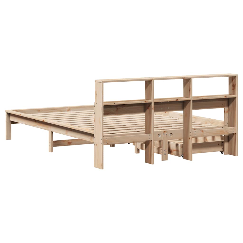 Bookcase Bed without Mattress 160x200 cm Solid Wood Pine