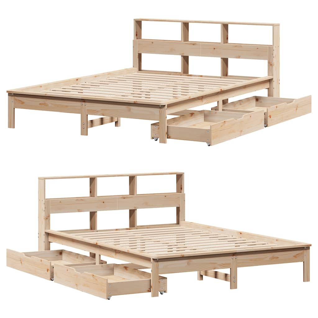 Bookcase Bed without Mattress 160x200 cm Solid Wood Pine