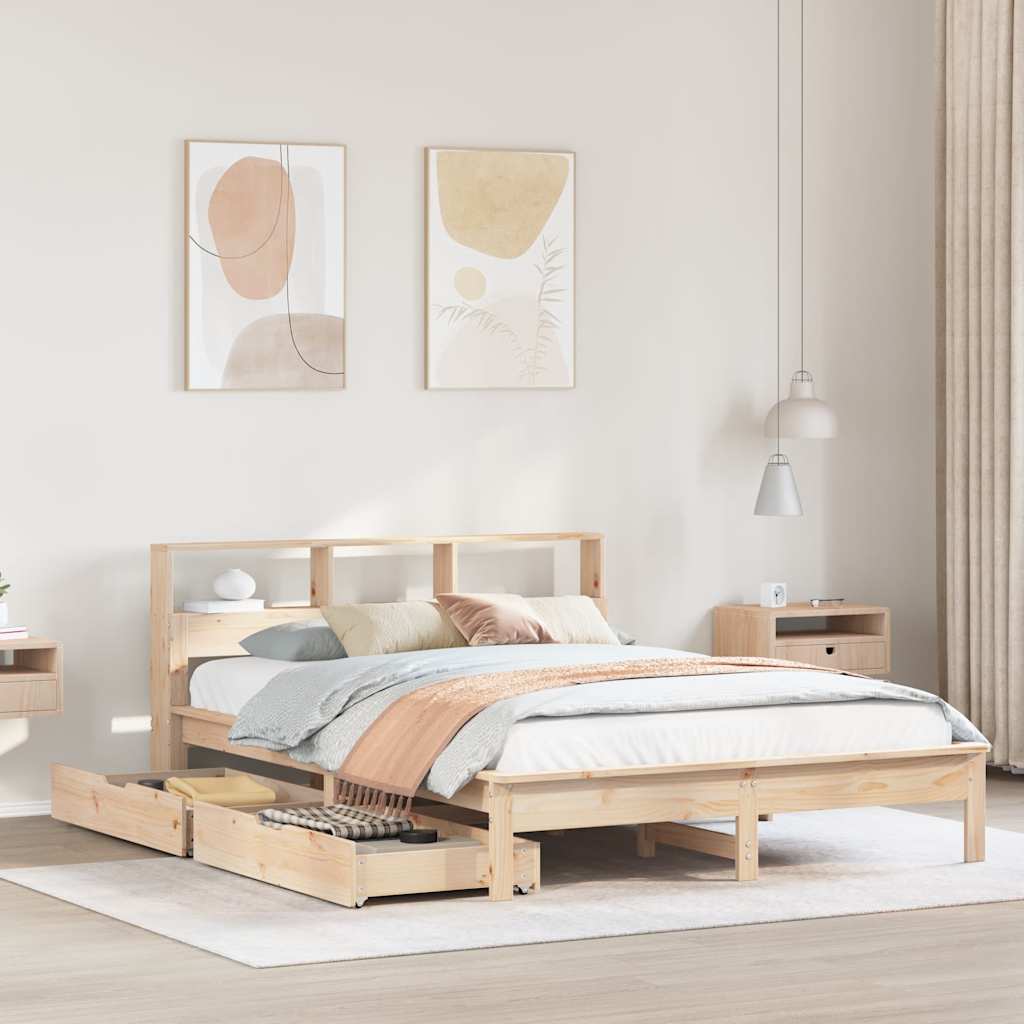 Bookcase Bed without Mattress 160x200 cm Solid Wood Pine