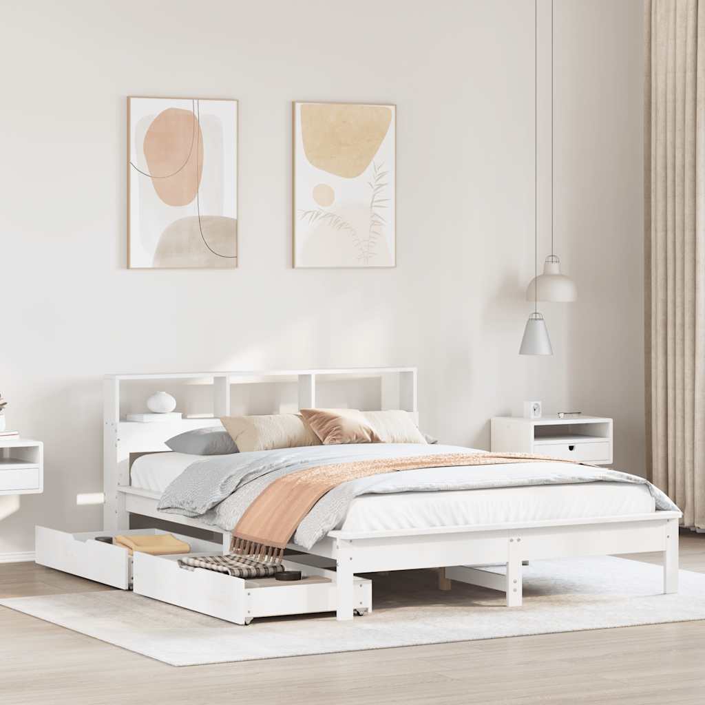 Bookcase Bed Without Mattress Solid Wood Pine