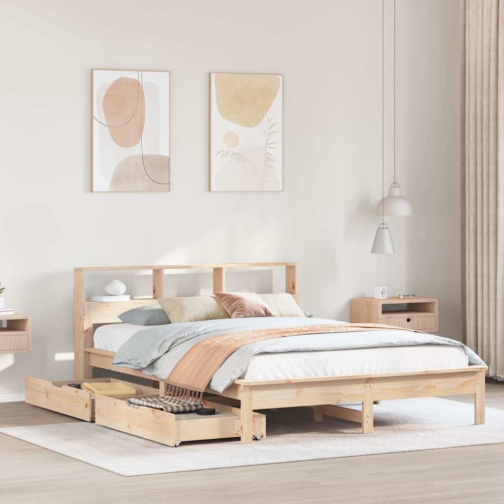 Bookcase Bed Without Mattress Solid Wood Pine