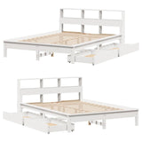 Bookcase Bed without Mattress White 150x200 cm King Size Solid Wood Pine