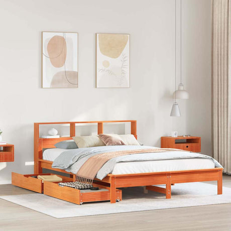 Bookcase Bed Without Mattress Solid Wood Pine