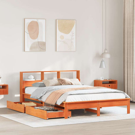 Bookcase Bed Without Mattress Solid Wood Pine