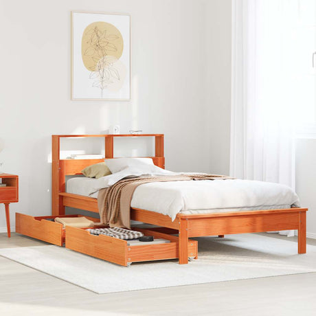 Bookcase Bed Without Mattress Solid Wood Pine