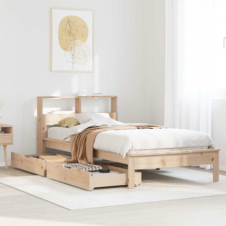 Bookcase Bed Without Mattress Solid Wood Pine