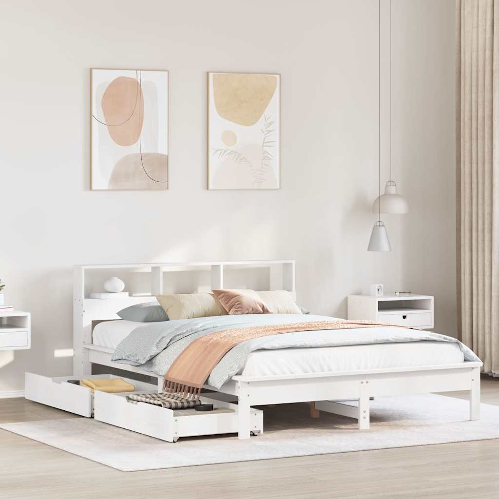 Bookcase Bed Without Mattress Solid Wood Pine