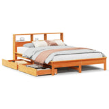 Bookcase Bed without Mattress Wax Brown 140x190 cm Solid Wood Pine
