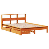 Bookcase Bed without Mattress Wax Brown 140x190 cm Solid Wood Pine