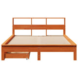 Bookcase Bed without Mattress Wax Brown 140x190 cm Solid Wood Pine