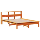 Bookcase Bed without Mattress Wax Brown 140x190 cm Solid Wood Pine