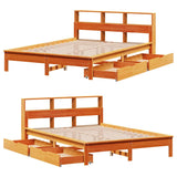 Bookcase Bed without Mattress Wax Brown 140x190 cm Solid Wood Pine
