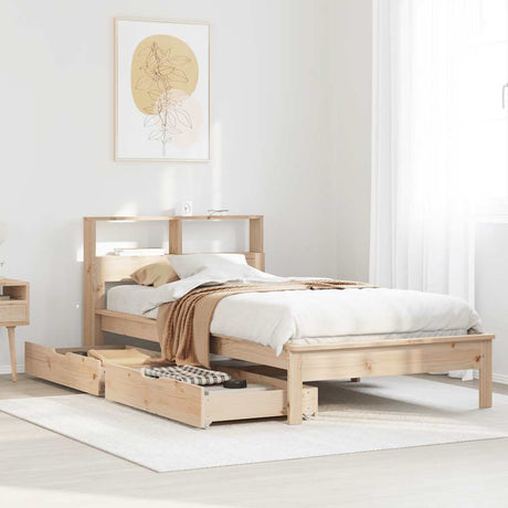 Bookcase Bed Without Mattress Solid Wood Pine