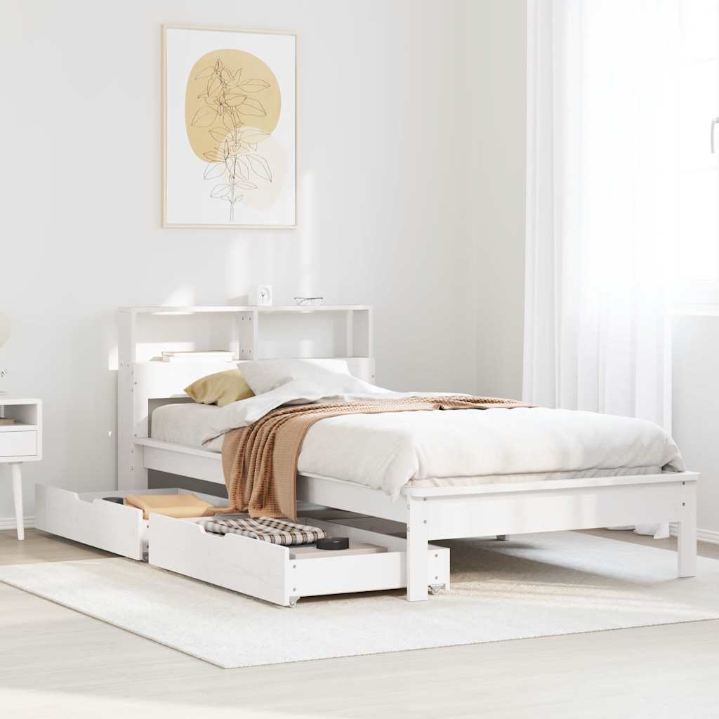 Bookcase Bed Without Mattress Solid Wood Pine
