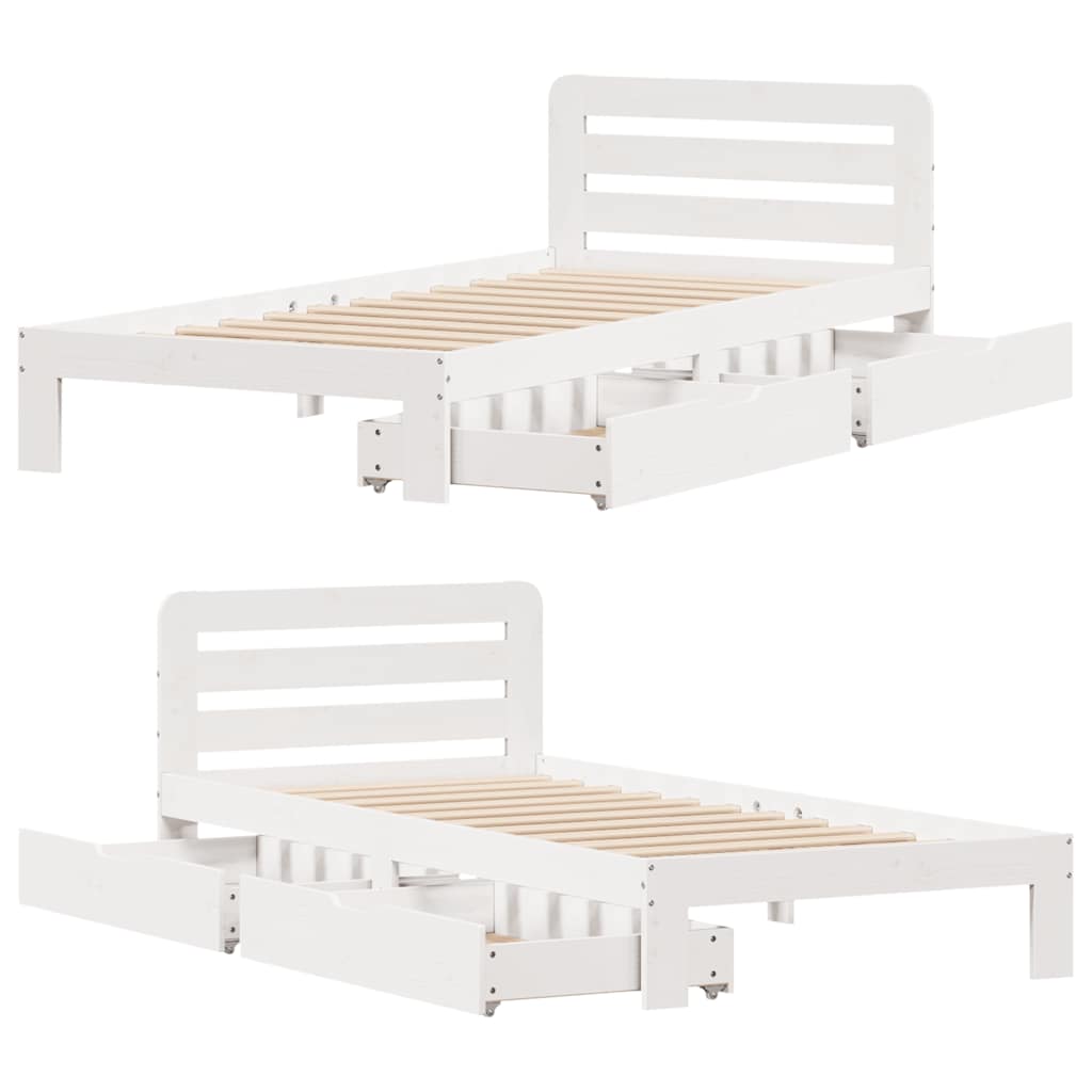 Bed Frame without Mattress White 75x190 cm Small Single Solid Wood Pine
