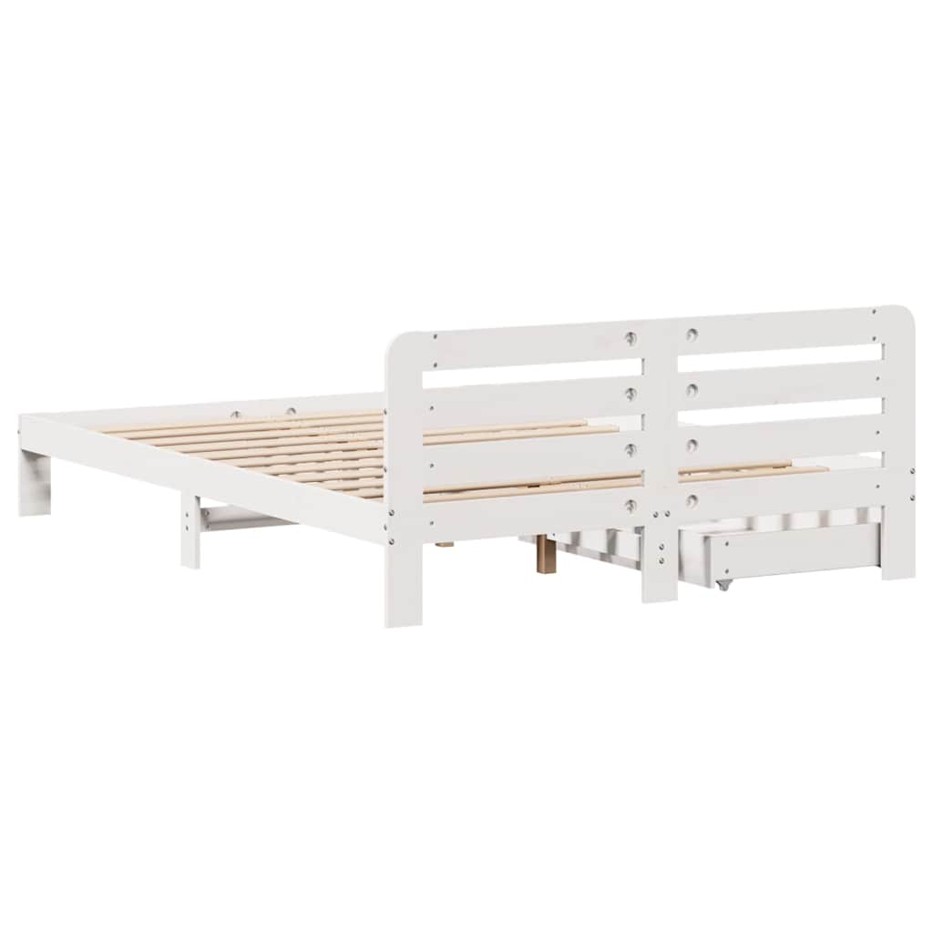 Bed Frame without Mattress White 140x190 cm Solid Wood Pine