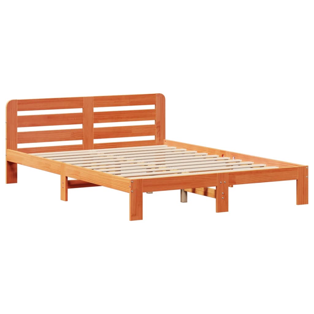 Bed Frame without Mattress Wax Brown 120x200 cm Solid Wood Pine