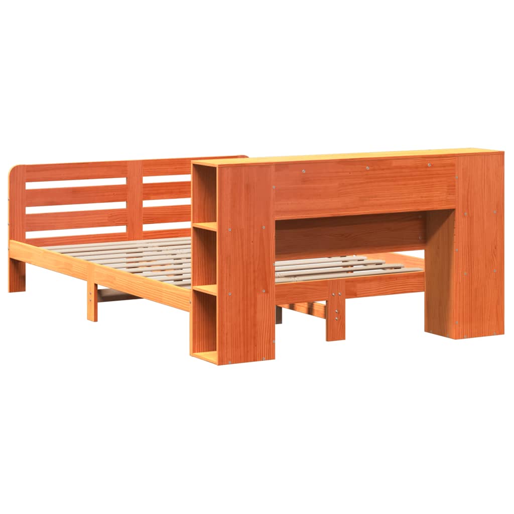 Bed Frame without Mattress Wax Brown 120x200 cm Solid Wood Pine