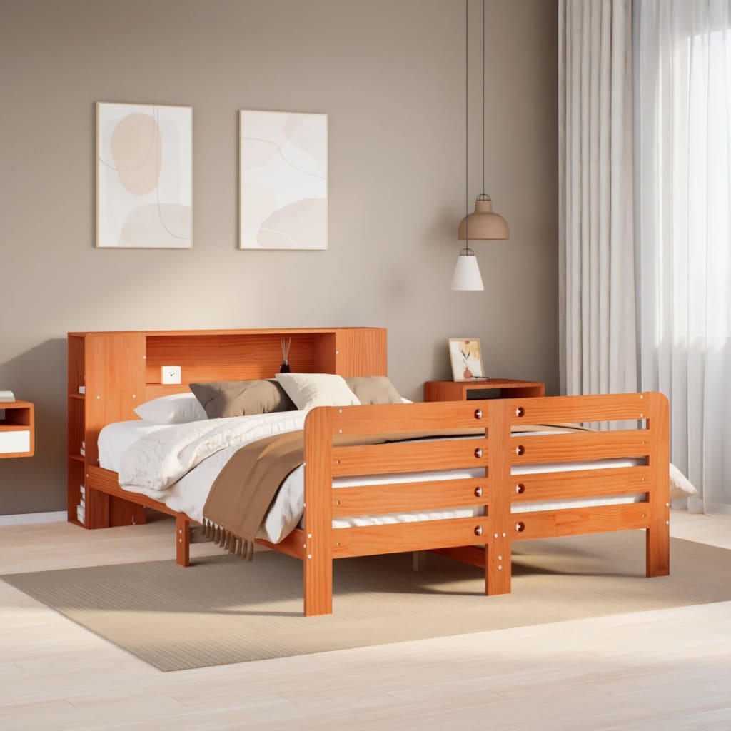 Bed Frame without Mattress Wax Brown 120x200 cm Solid Wood Pine