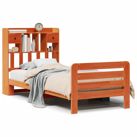 Bookcase Bed Without Mattress Solid Wood Pine