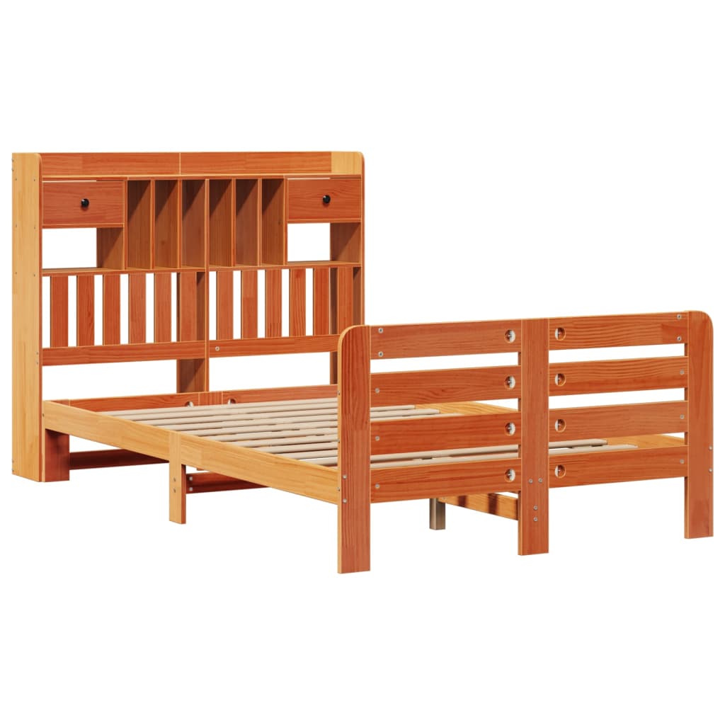Bookcase Bed without Mattress Wax Brown 120x200 cm Solid Wood Pine
