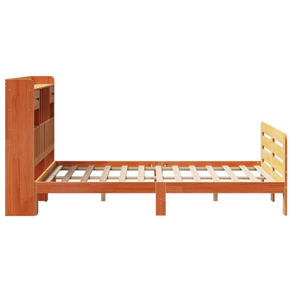 Bookcase Bed without Mattress Wax Brown 120x200 cm Solid Wood Pine