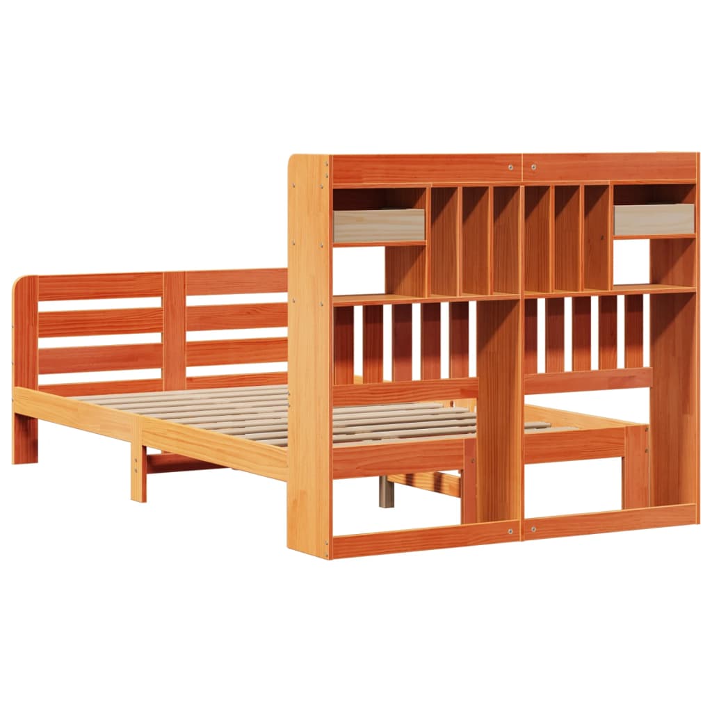Bookcase Bed without Mattress Wax Brown 120x200 cm Solid Wood Pine