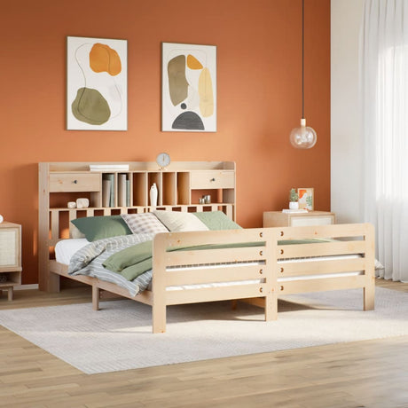 Bookcase Bed Without Mattress Solid Wood Pine