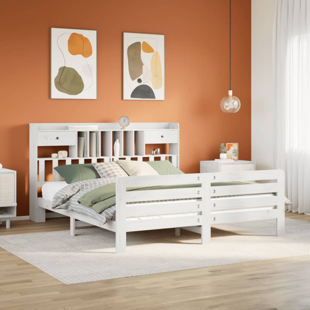 Bookcase Bed Without Mattress Solid Wood Pine