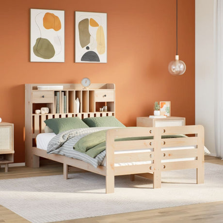 Bookcase Bed Without Mattress Solid Wood Pine