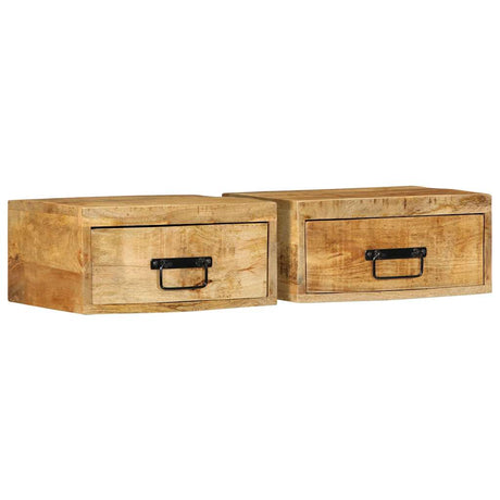 Wall-Mounted Bedside Cabinets 2 Pcs Solid Wood Acacia
